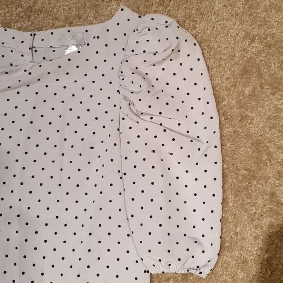 H&M Ladies Polka Dot Puff Sleeve Top sz 2 - Picture 3 of 5